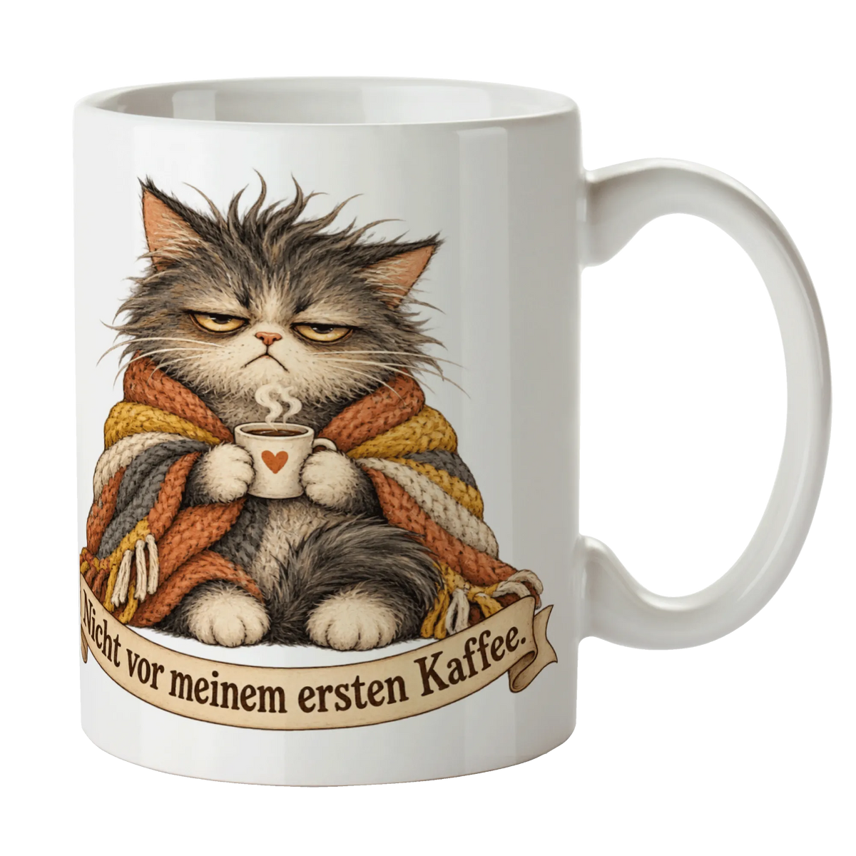 Lustige Kaffeetasse mit mürrischer Katze für Morgenmuffel|p:2014397|h:a092a72c726cafbceff8329ae26063a9