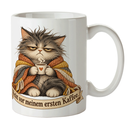 Lustige Kaffeetasse mit mürrischer Katze für Morgenmuffel|p:2014397|h:a092a72c726cafbceff8329ae26063a9