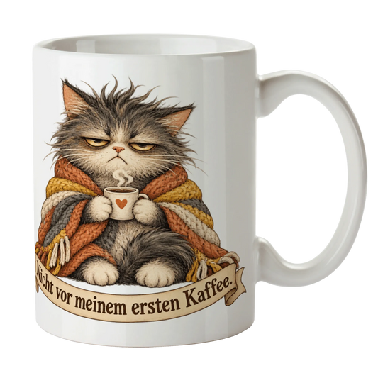Lustige Kaffeetasse mit mürrischer Katze für Morgenmuffel|p:2014397|h:a092a72c726cafbceff8329ae26063a9
