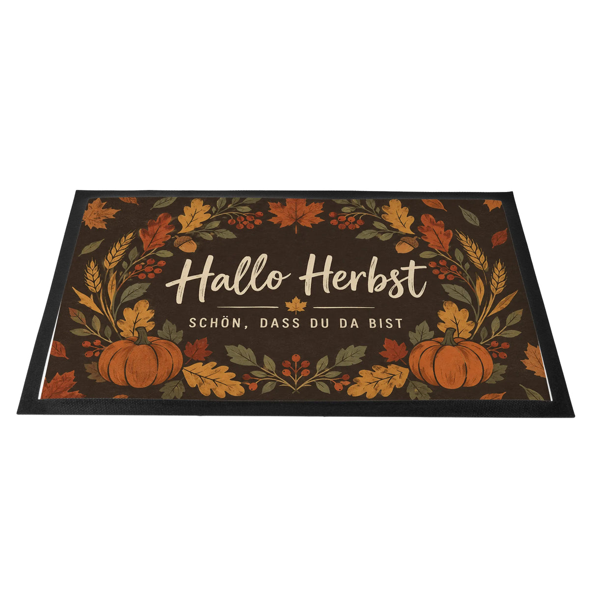 Einladende Fußmatte für den Herbst mit Herbstkranz|p:2014470|h:9188609cca03d74385ef377986353eb0
