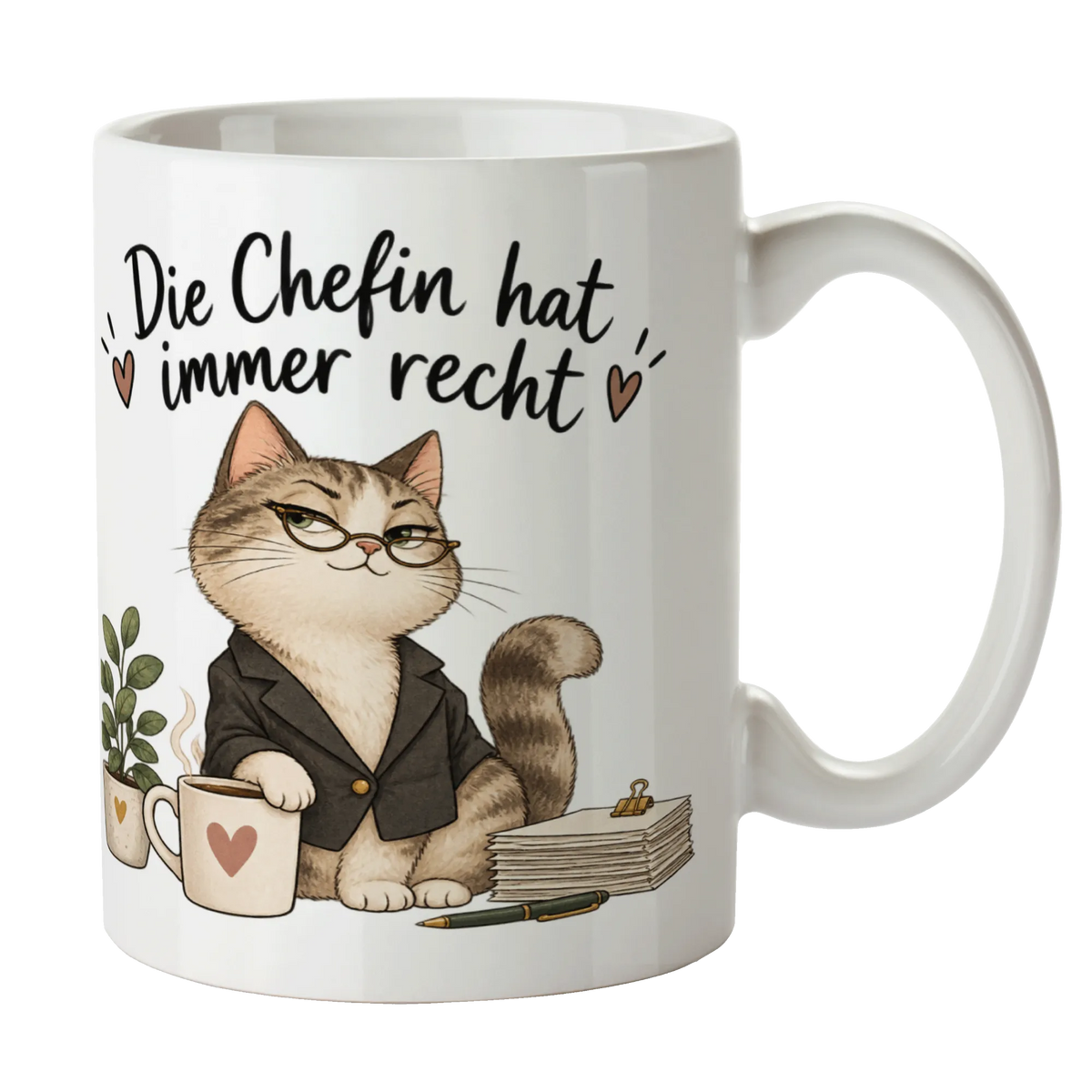 Lustige Tasse für die Chefin mit selbstbewusster Katze|p:2014475|h:079dce59238784855db3ba5bde5b841e