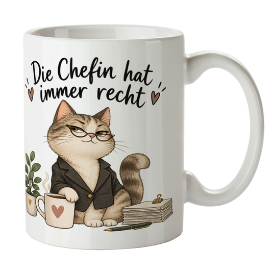Lustige Tasse für die Chefin mit selbstbewusster Katze|p:2014475|h:079dce59238784855db3ba5bde5b841e