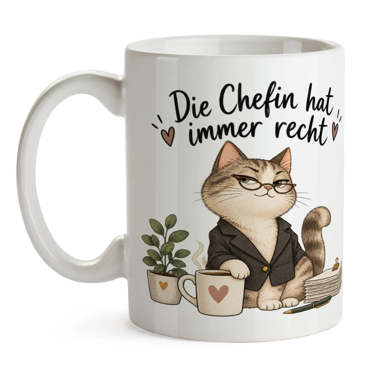 Lustige Tasse für die Chefin mit selbstbewusster Katze|p:2014475|h:52d9b07e0b9766475316238fb0990a44