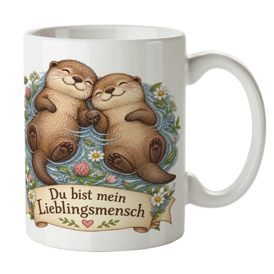 Süße Tasse für den Lieblingsmenschen mit kuschelnden Ottern|p:2014481|h:1dfe007a32300eec871c355c14f42d16