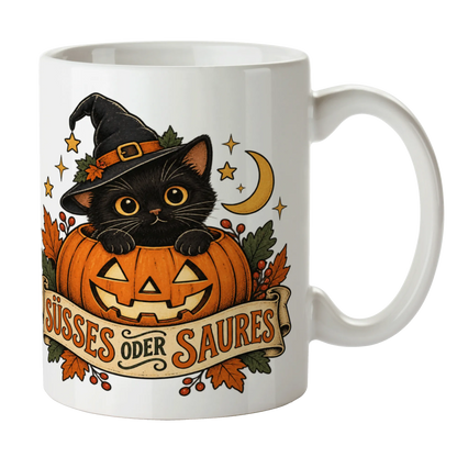 Lustige Halloween Tasse mit schwarzer Katze im Kürbis|p:2014486|h:4f6d11df02e8c0033e523d1ab33a05d7