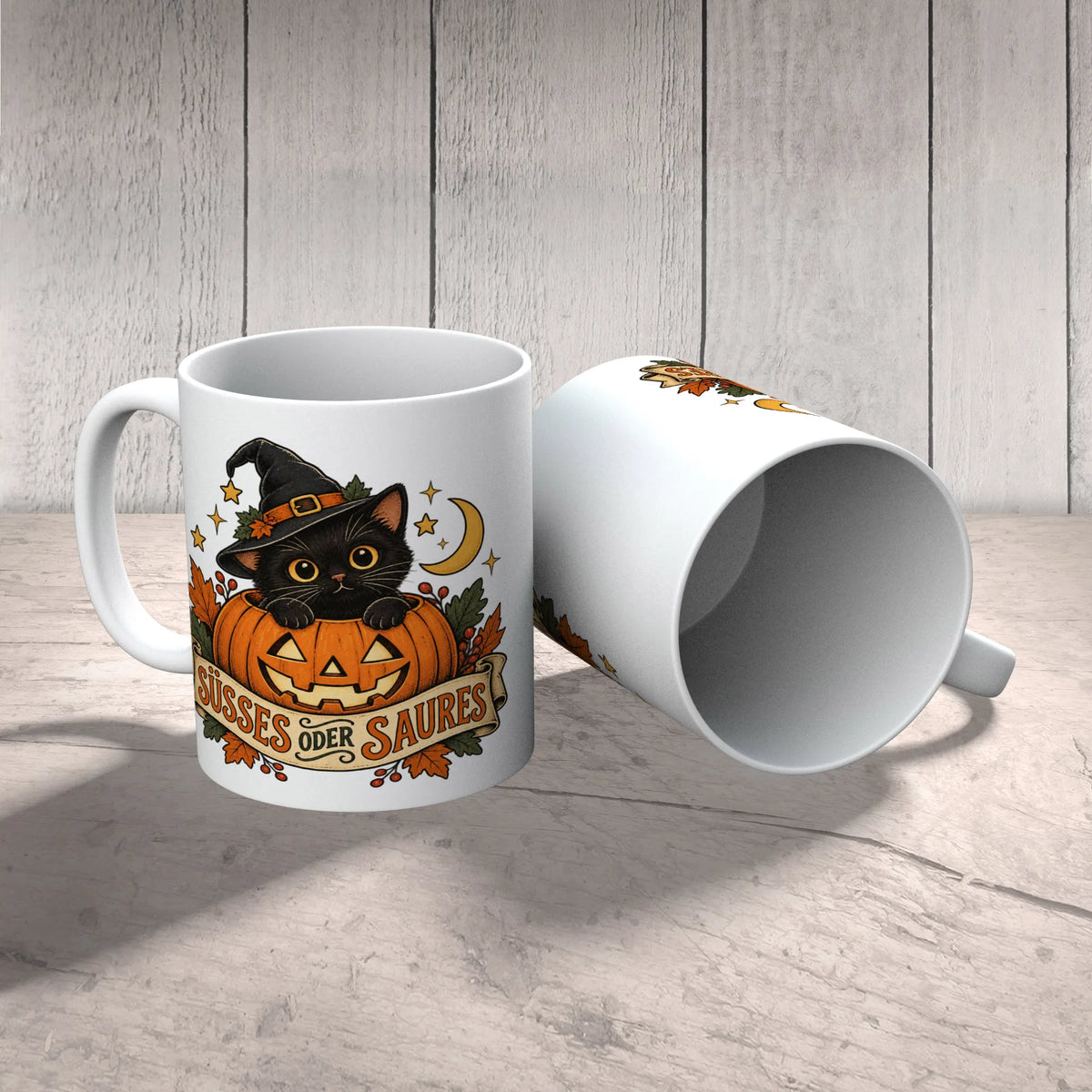 Lustige Halloween Tasse mit schwarzer Katze im Kürbis|p:2014486|h:740e9af816d10f6f5a7ebada8f55f86a