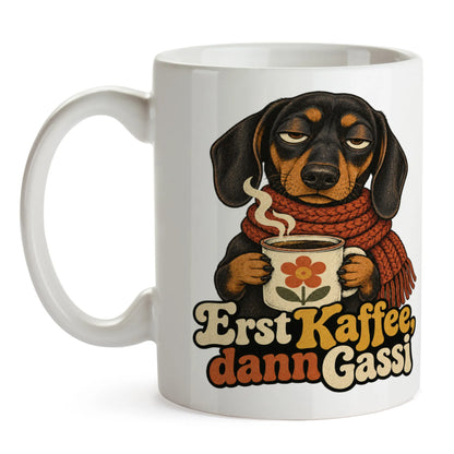 Lustige Kaffeetasse für Hundebesitzer mit mürrischem Dackel|p:2014487|h:7ce795da85ccaf0e0e6644bf83a2ed75