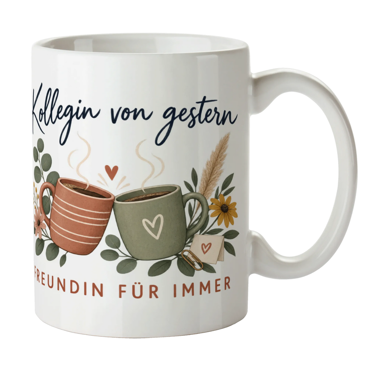 Herzliche Tasse zum Abschied für Kollegin mit zwei Kaffeetassen|p:2014491|h:58c16fce05660212441fd2b5dcd48cbf