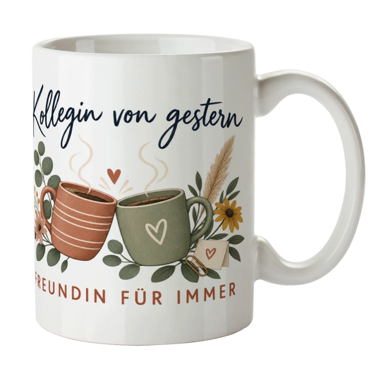 Herzliche Tasse zum Abschied für Kollegin mit zwei Kaffeetassen|p:2014491|h:58c16fce05660212441fd2b5dcd48cbf