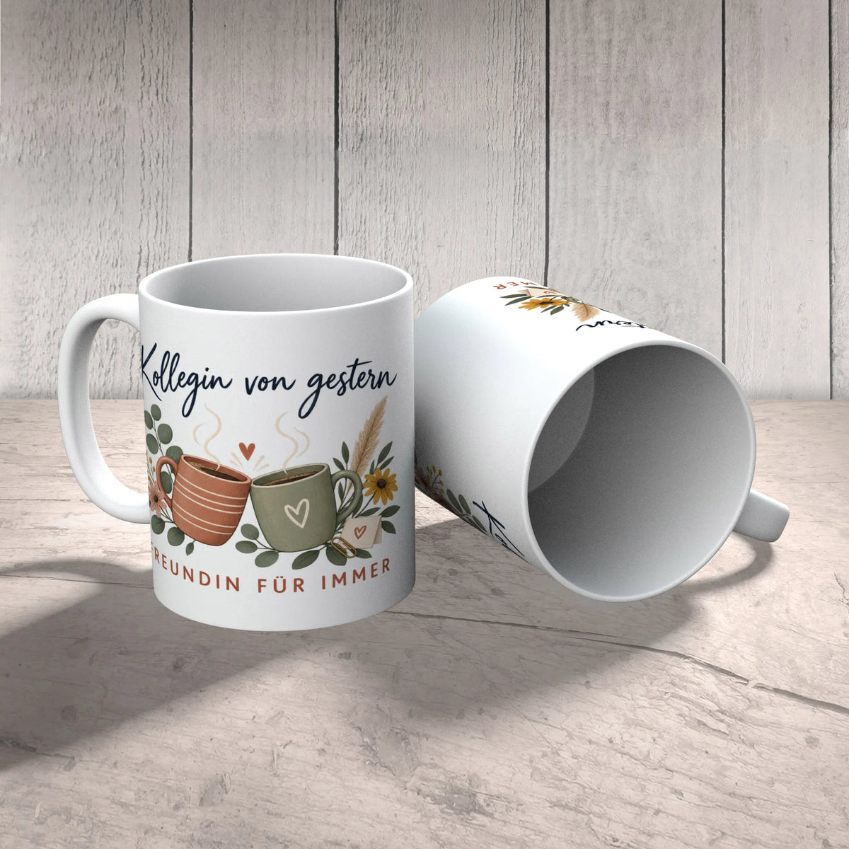 Herzliche Tasse zum Abschied für Kollegin mit zwei Kaffeetassen|p:2014491|h:98f2327f673a375bdd91fa82898494fb