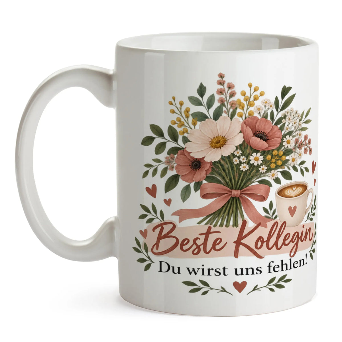 Herzliche Tasse zum Abschied für Kollegin mit Wildblumenstrauß|p:2014492|h:f7217291df6c13a73e2e7c43e04640dc