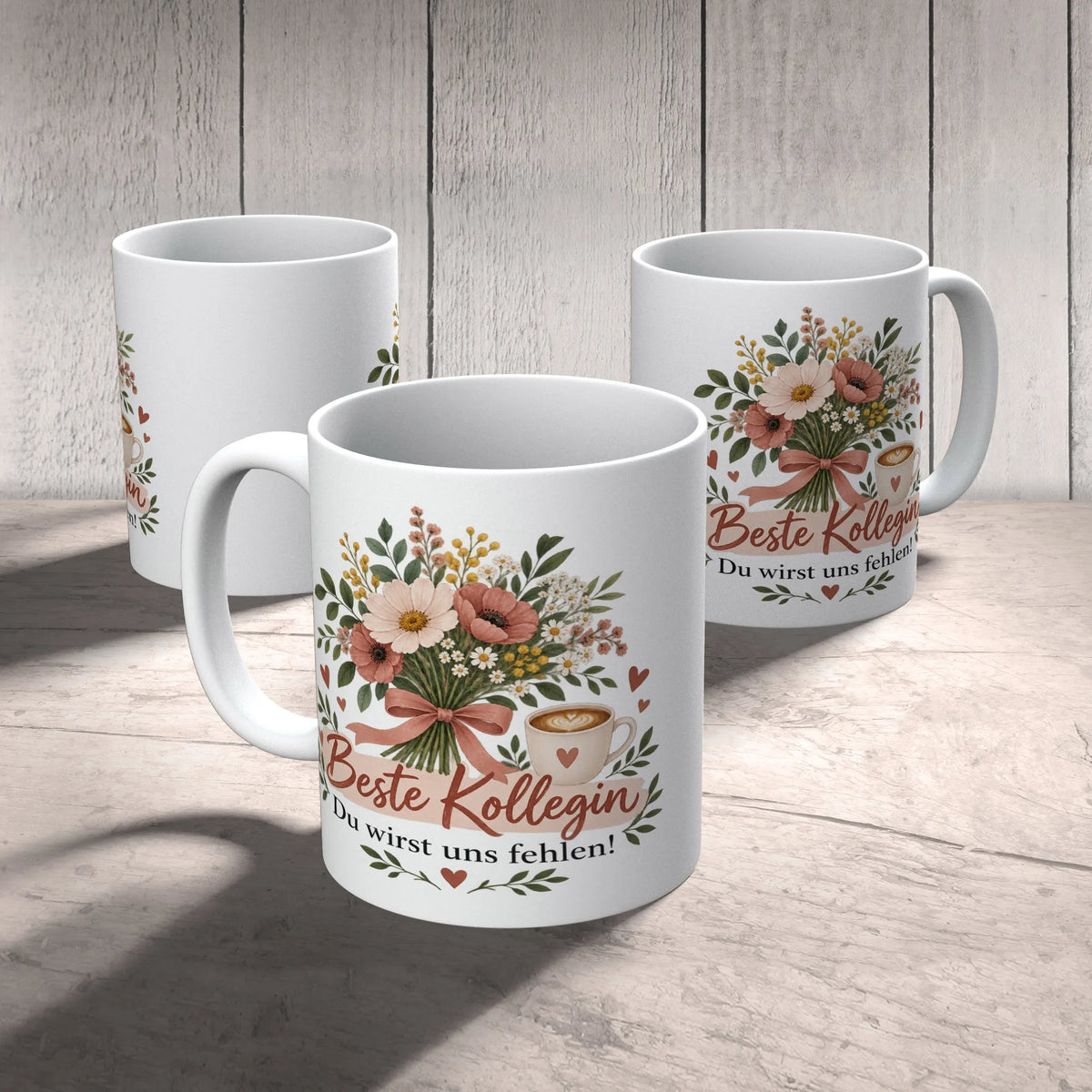 Herzliche Tasse zum Abschied für Kollegin mit Wildblumenstrauß|p:2014492|h:e607394737e8937655e69be308e8bd3e