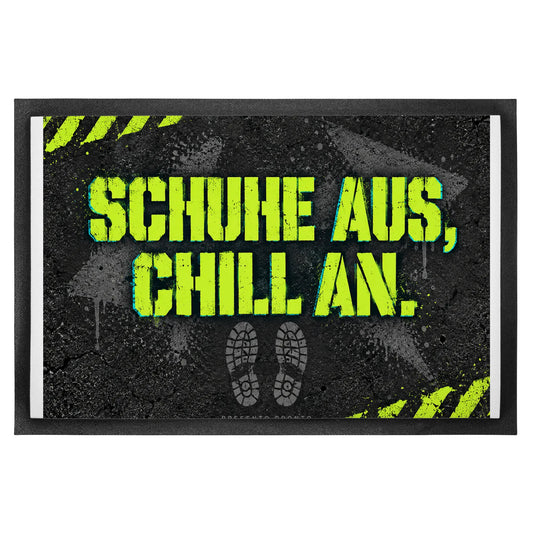 Coole Fußmatte für Teenager in Anthrazit mit Neonschriftzug|p:2014503|h:6f46578375fc81925d453fe9f211cc12