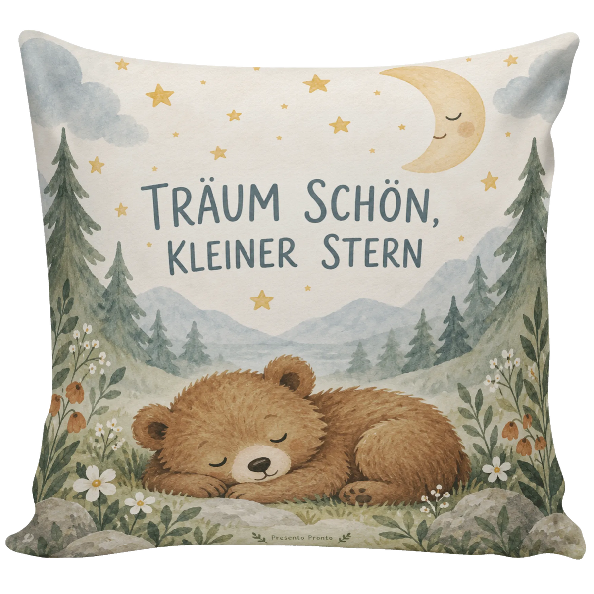 Sanftes Dekokissen fürs Kinderzimmer mit schlafendem Bär|p:2014508|h:af1fd0a0fd00d5fd57d3319000895176