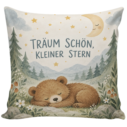 Sanftes Dekokissen fürs Kinderzimmer mit schlafendem Bär|p:2014508|h:af1fd0a0fd00d5fd57d3319000895176