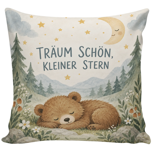 Sanftes Dekokissen fürs Kinderzimmer mit schlafendem Bär|p:2014508|h:af1fd0a0fd00d5fd57d3319000895176