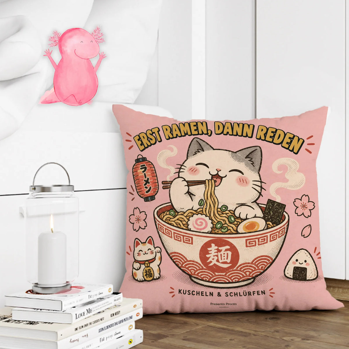 Lustiges japanisches Kissen für Ramenfans mit Katze in Schale|p:2014529|h:67c71fdc567c38be50bb3e99275cb375
