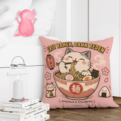 Lustiges japanisches Kissen für Ramenfans mit Katze in Schale|p:2014529|h:67c71fdc567c38be50bb3e99275cb375