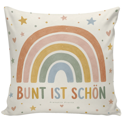 Fröhliches Dekokissen mit Regenbogen für das Kinderzimmer|p:2014530|h:9a59ce2958dbe3694916326f056d4b9b
