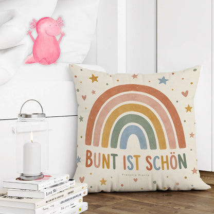 Fröhliches Dekokissen mit Regenbogen für das Kinderzimmer|p:2014530|h:c4a507ac46a12999ac1c74527af074aa