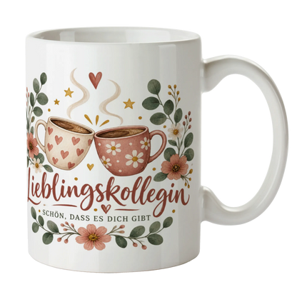 Herzliche Tasse für die Lieblingskollegin mit Blumenkranz|p:2014535|h:84cf113c9c2d651848f9d89dc19274eb