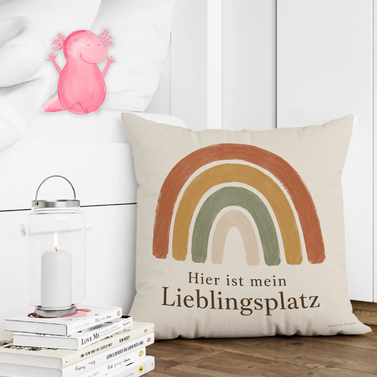 Gemütliches Dekokissen mit Regenbogen in Erdtönen fürs Sofa|p:2014540|h:75a31d062f4916c526fd579317479417