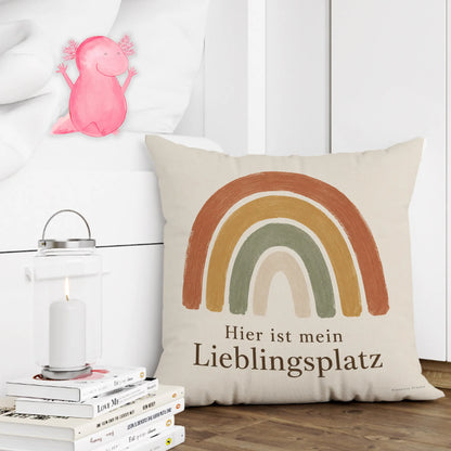 Gemütliches Dekokissen mit Regenbogen in Erdtönen fürs Sofa|p:2014540|h:75a31d062f4916c526fd579317479417