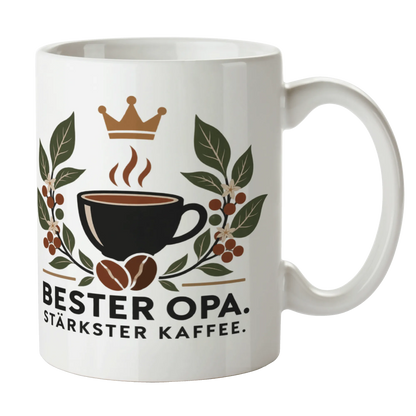 Starke Kaffeetasse für Opa mit Kaffeebohnen und Krone|p:2014552|h:75a75790636bc792debf81032db54af8