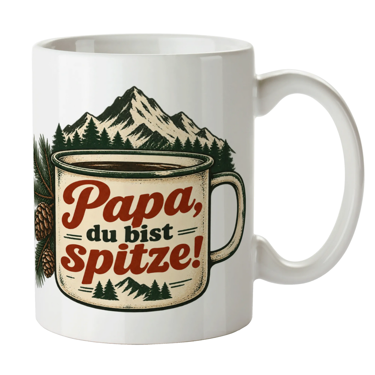 Liebevolle Tasse für Papa mit Campingbecher und Berggipfel|p:2014564|h:7ee6ddab19163ee485d23a4adf45d675