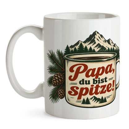 Liebevolle Tasse für Papa mit Campingbecher und Berggipfel|p:2014564|h:50c78f1acc374d068a7238f3f3622ae0