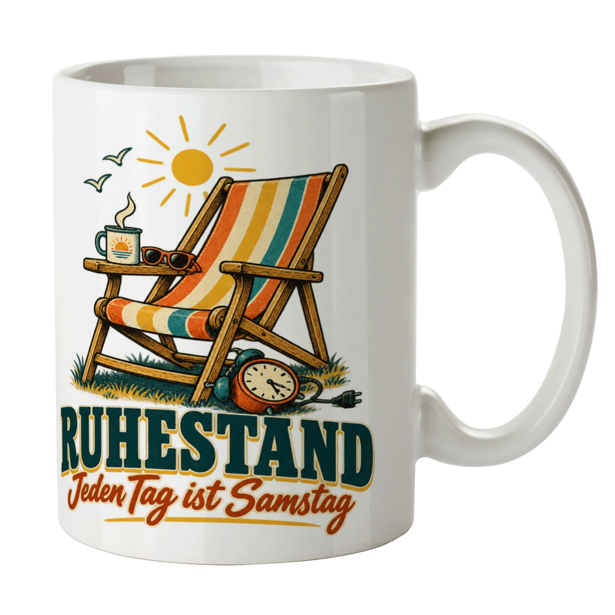 Lustige Tasse zum Ruhestand mit Liegestuhl|p:2014579|h:601d7627bb8aff599ff36f75dbcf9135