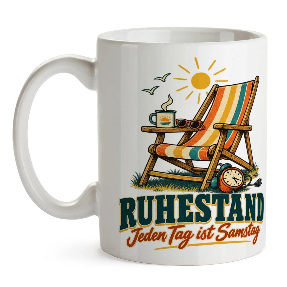 Lustige Tasse zum Ruhestand mit Liegestuhl|p:2014579|h:d2866b530bfe60794e4aa0dcacf62572
