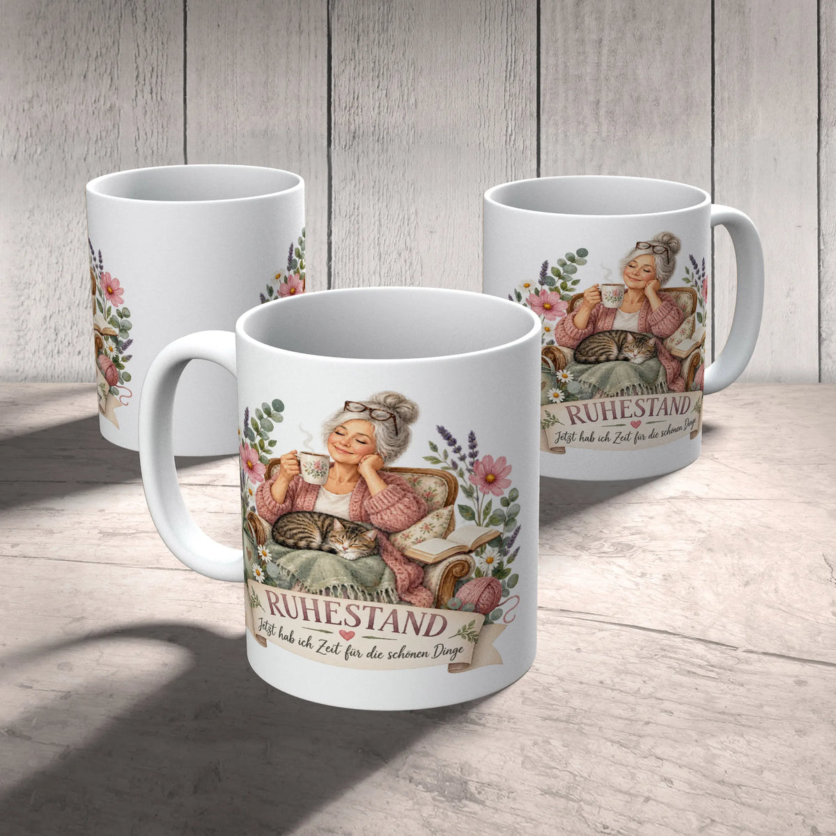 Liebevolle Tasse für Rentnerin mit Katze im Sessel|p:2014583|h:4df5dc3f9a669075e05938974d29567c