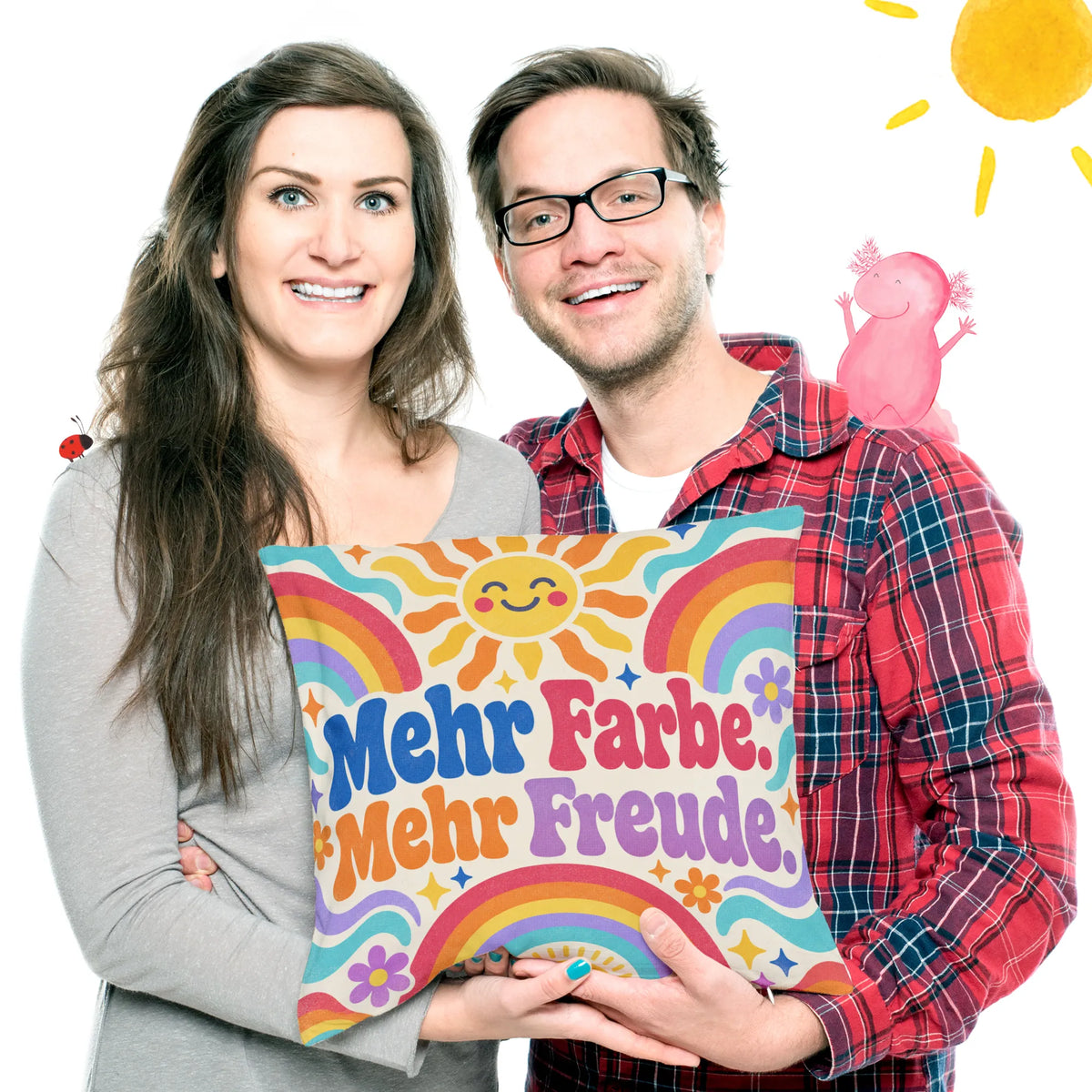 Fröhliches Dekokissen mit Regenbogen für gute Laune im Kinderzimmer|p:2014598|h:0cf9219154a96dcd1632d15fb5d06792
