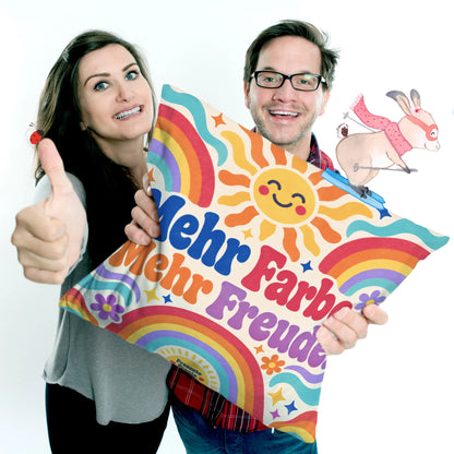 Fröhliches Dekokissen mit Regenbogen für gute Laune im Kinderzimmer|p:2014598|h:bb18c091b55d23e4a794b923a6791e58