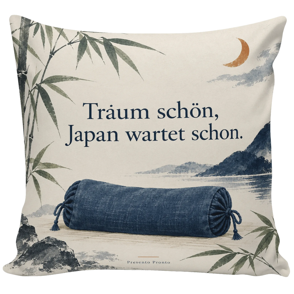Gemütliches japanisches Kopfkissen für Japanfans mit Bambus und Halbmond|p:2014600|h:885bb73b8f3c16105a2048d27962e787