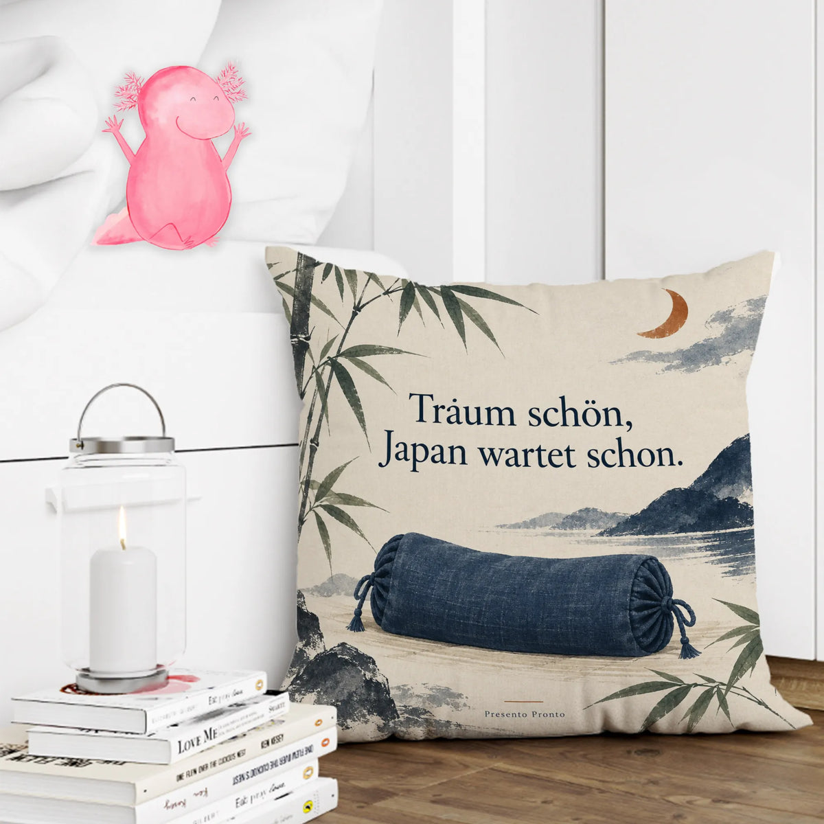 Gemütliches japanisches Kopfkissen für Japanfans mit Bambus und Halbmond|p:2014600|h:0820c8173e4181446fe47d5330faa3c2