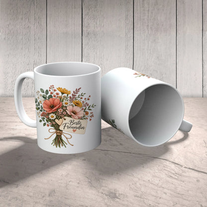Herzliche Tasse für die beste Freundin mit Wildblumenstrauß|p:2014605|h:b4dcaab37f8e90e8a13615cef478ce41