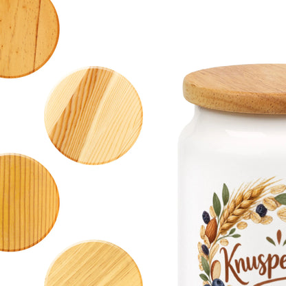 Fröhliche Vorratsdose für Müsli mit Kranz aus Zutaten|p:2014616|h:7fbeae637eb3e06850c18ba821389f0a