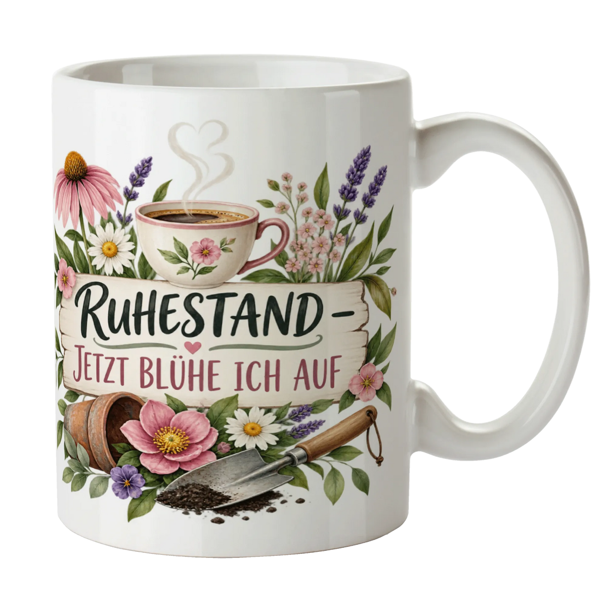 Schöne Tasse zum Ruhestand mit Wildblumen|p:2014620|h:3f654b51379a682e2553b7a0f8f4f9c1