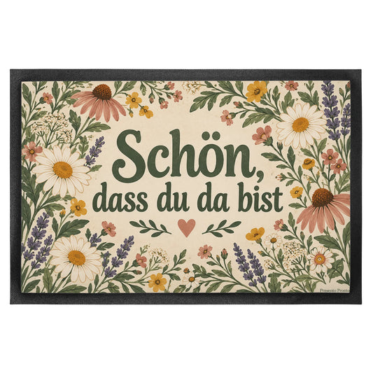 Herzliche Fußmatte mit Blumen und Lavendel für Gäste|p:2014631|h:2252d0f6d48a825cc4b6be1aceeb812c