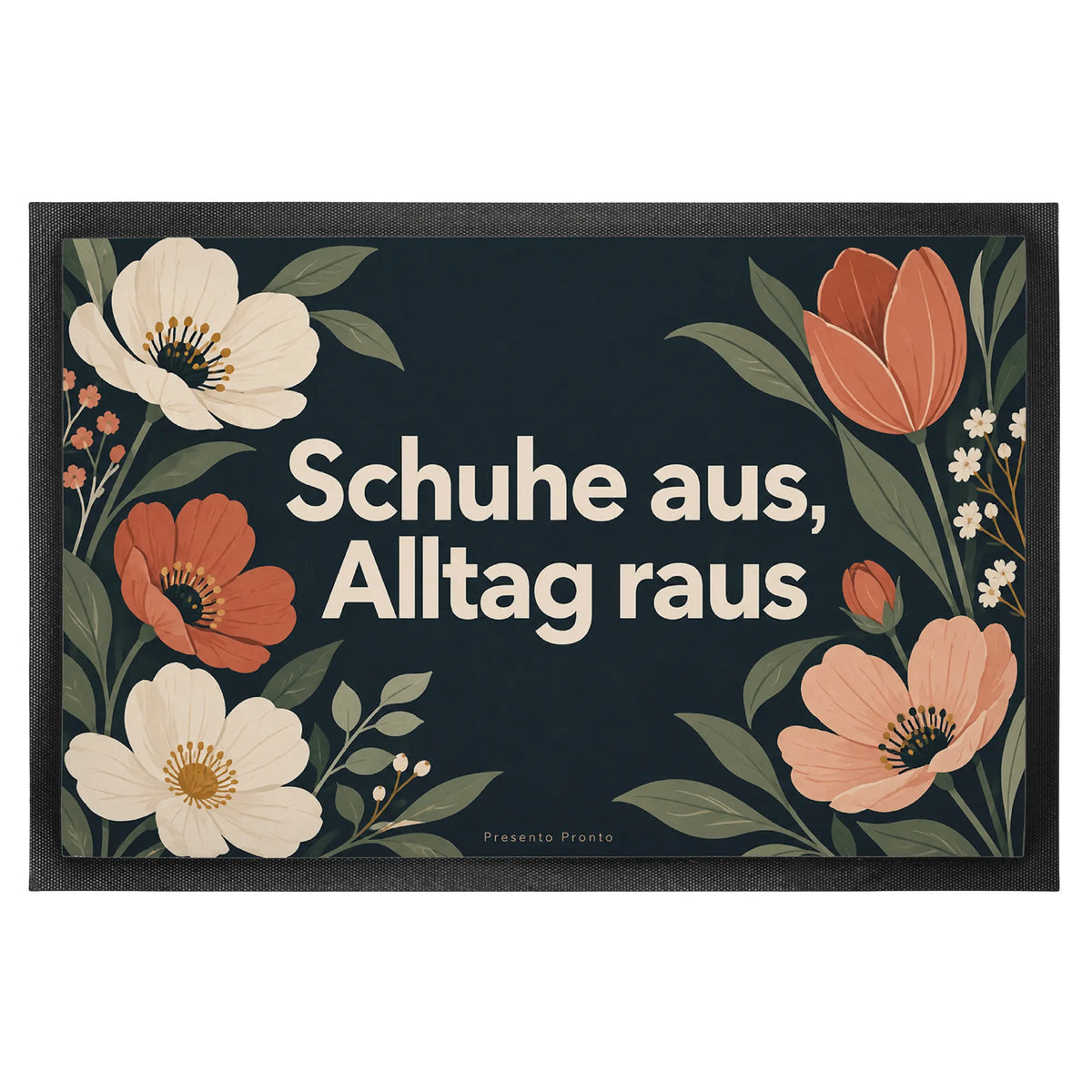 Einladende Blumen-Fußmatte zum Einzug mit dunklen Blüten|p:2014634|h:3bb226e0f2a0ccbde57d4ec6b159bf5f