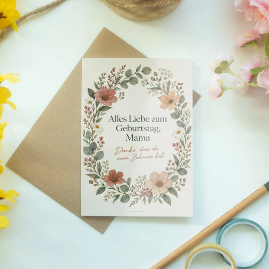 Liebevolle Geburtstagskarte für Mama mit Blumenkranz|p:2014635|h:0a2edacd4fe0299a65e9b5522caf3dda