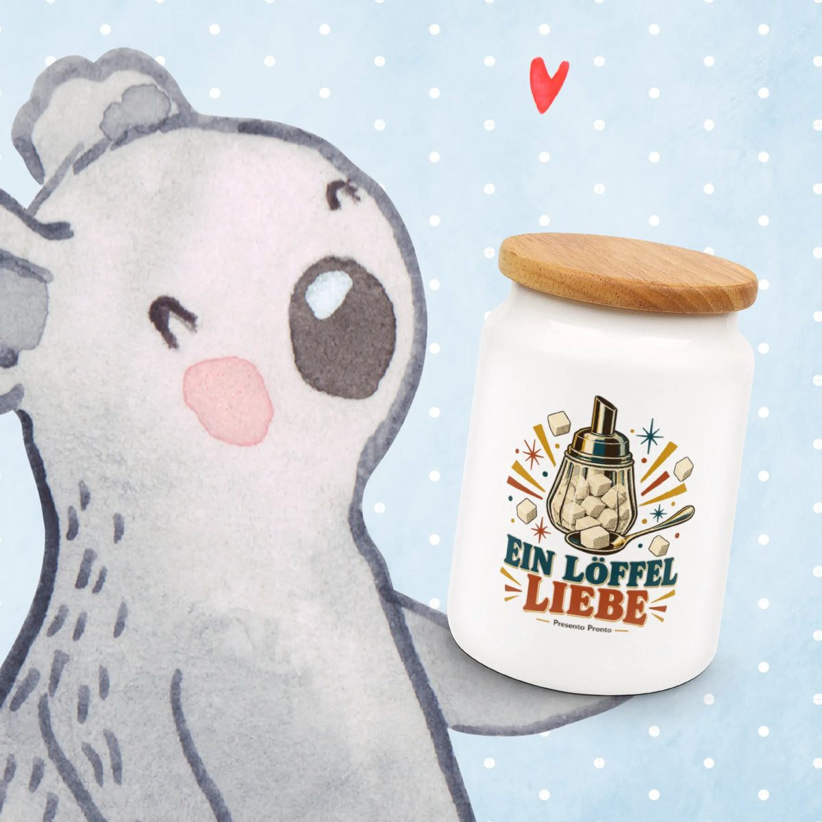 Liebevolle Vintage-Zuckerdose für Kaffeeliebhaber mit Zuckerstreuer|p:2014644|h:a7e6adf465e2efd80823681e0ab25acb