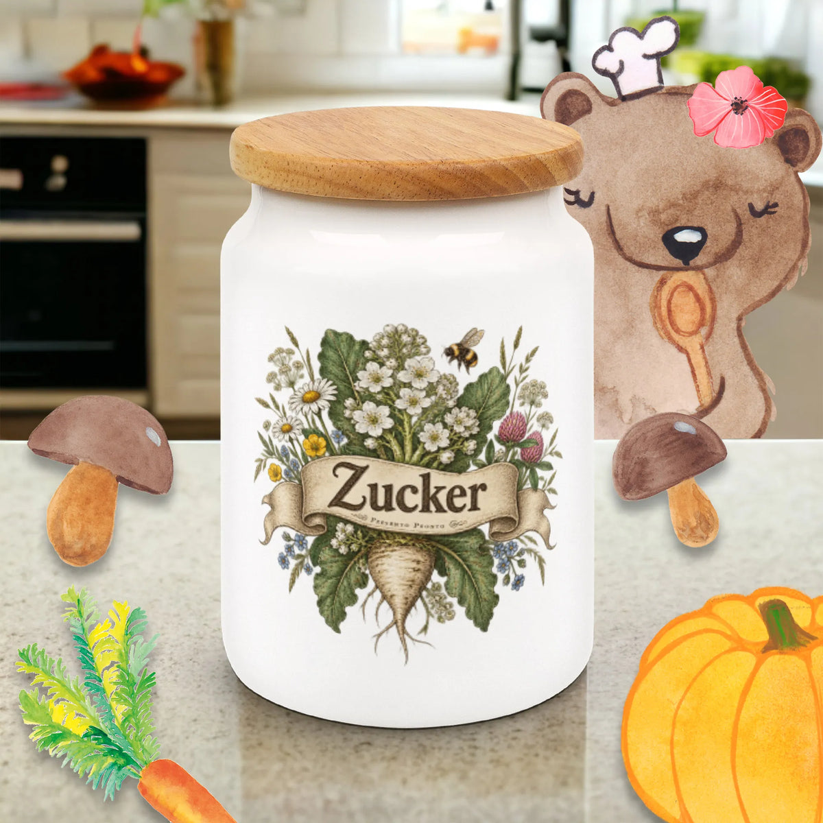 Nostalgische Vintage Zuckerdose für die Küche mit Hummel|p:2014647|h:f5fd6189bf691116e4f64a0b66fc006b