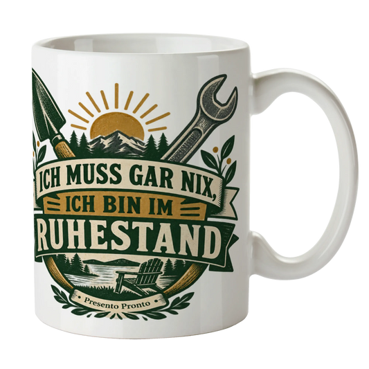 Lustige Tasse für Rentner mit gekreuzten Gartenwerkzeugen|p:2014651|h:38b2c57615b1affa57b09b84b6216c8e