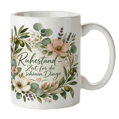 Elegante Tasse für Rentner zum Ruhestand mit Wildblumen|p:2014661|h:2d06e672e1e31c323807f1f4a93a80f4