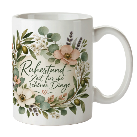 Elegante Tasse für Rentner zum Ruhestand mit Wildblumen|p:2014661|h:2d06e672e1e31c323807f1f4a93a80f4
