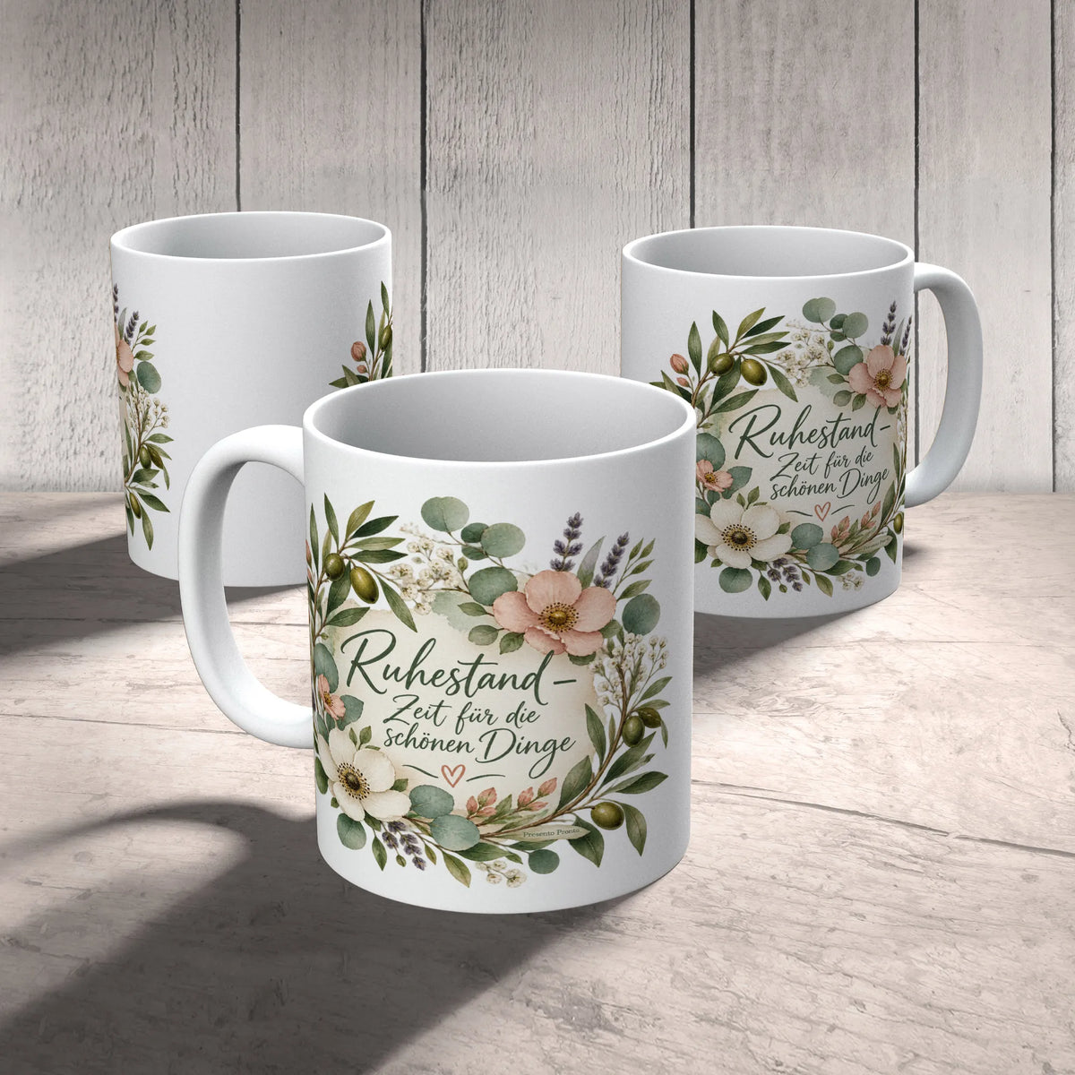 Elegante Tasse für Rentner zum Ruhestand mit Wildblumen|p:2014661|h:e80408151a289443f4e45bfccaffa91a