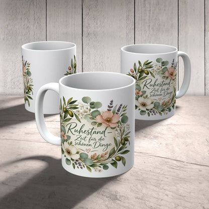 Elegante Tasse für Rentner zum Ruhestand mit Wildblumen|p:2014661|h:e80408151a289443f4e45bfccaffa91a